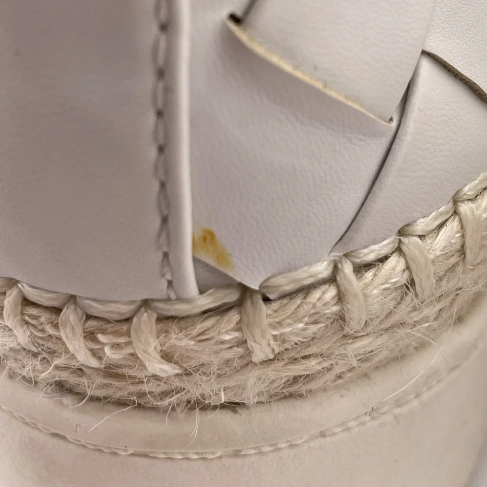 Franco Sarto White Woven Leather Platform Espadrille Slip On Sneakers Women's 8M